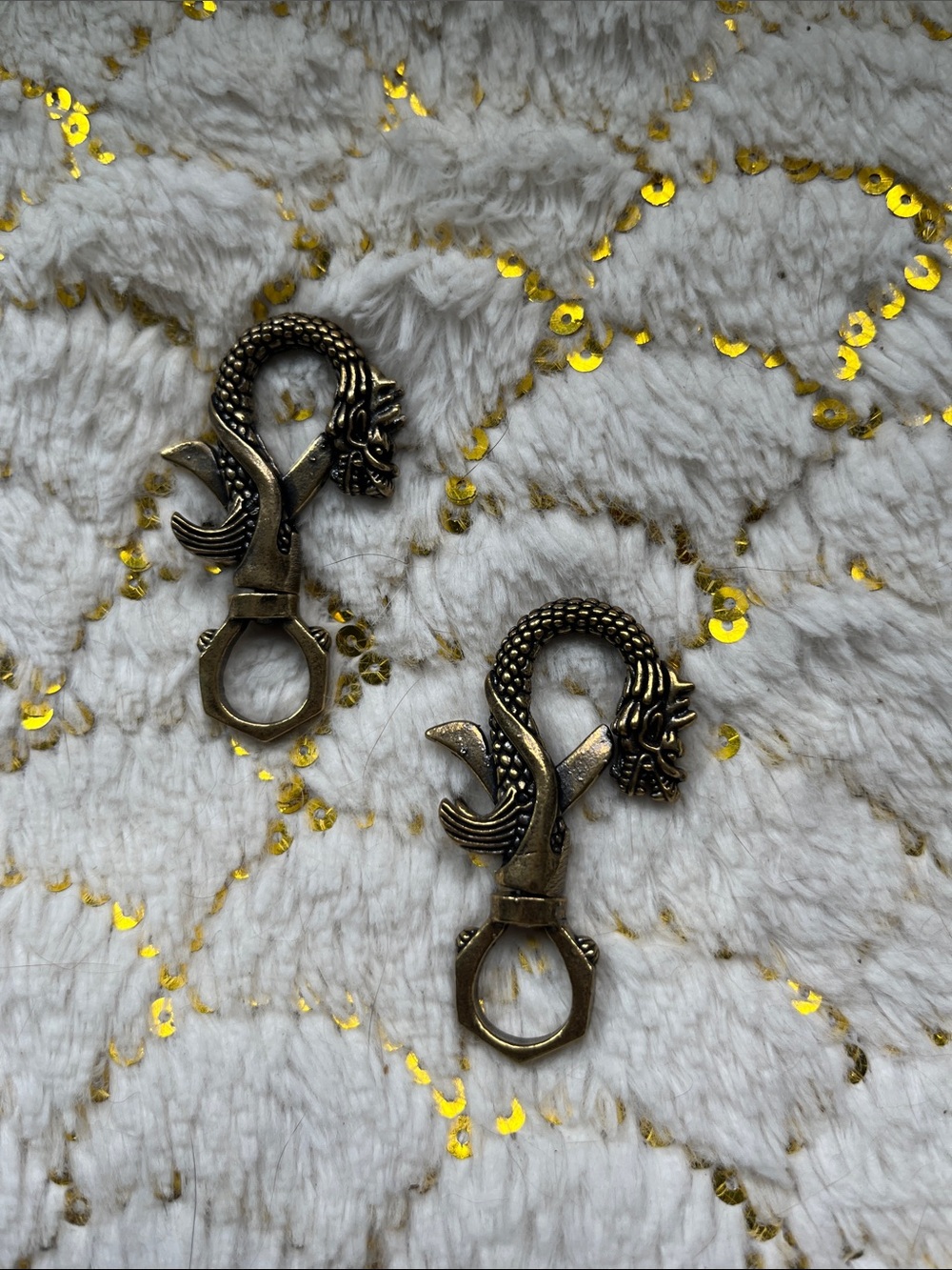 Antique Brass Dragon Clasp/carabiner/Keychain - Pair